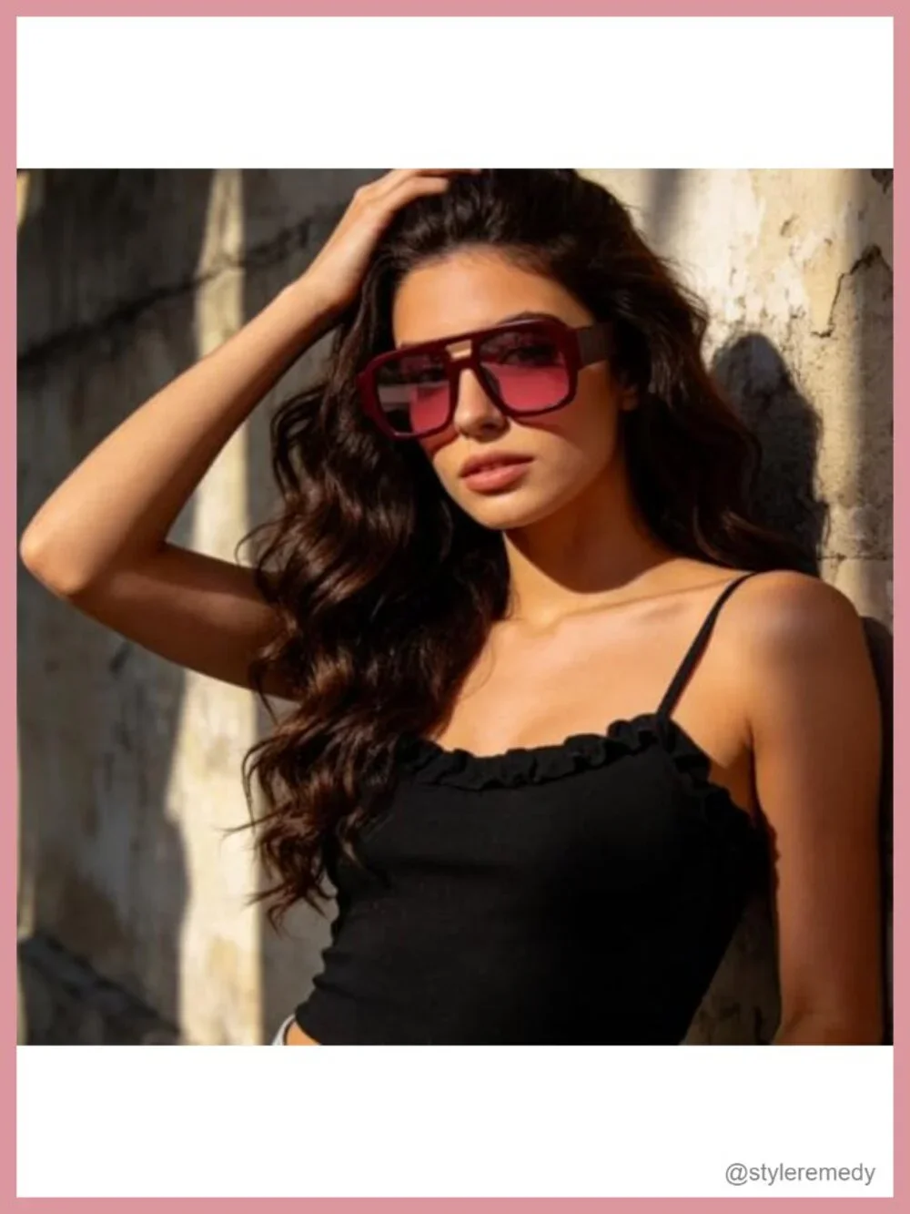 Retro Oversized Aviator Sunglasses Women Men Square Double Bridge UV400